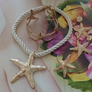 Gold Starfish Jewelry Set
